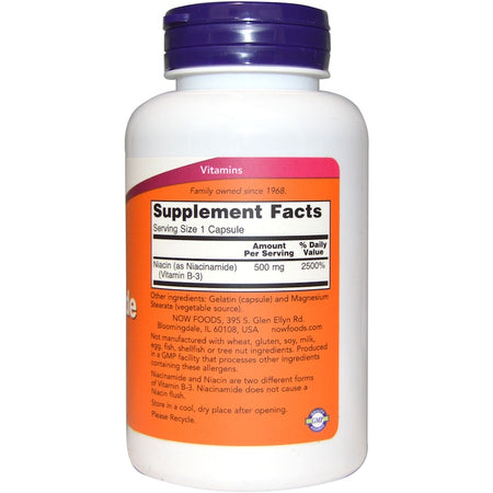 Now Foods - Niacinamide, 500 mg, 100 Capsules