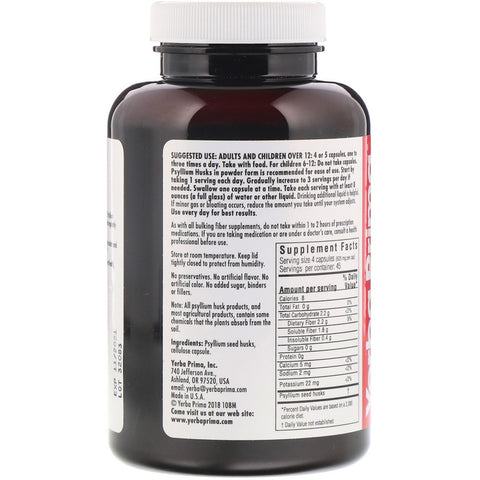 Yerba Prima - Psyllium Husks Veg Caps - 180 Capsules
