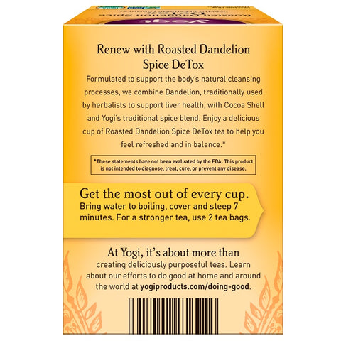 Yogi Tea - Roasted Dandelion Spice Detox, Caffeine Free, 16 Tea Bags, 0.85 oz (24 g)