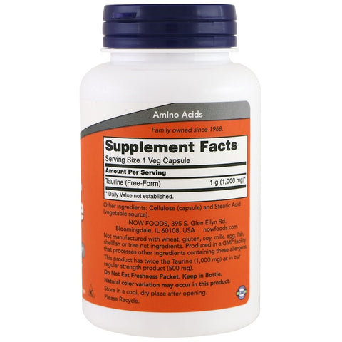 Now Foods - Taurine, Double Strength, 1,000 mg, 100 Veg Capsules