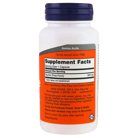 Now Foods - Taurine, 500 mg, 100 Capsules