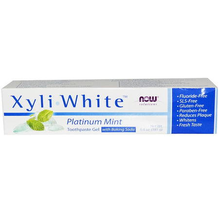 Now Foods - Solutions, XyliWhite, Toothpaste Gel, Platinum Mint, with Baking Soda 6.4 oz (181 g)
