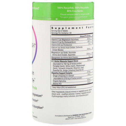 Rainbow Light - Magnesium Calcium +™ - Food-Based Formula, 180 Tablets