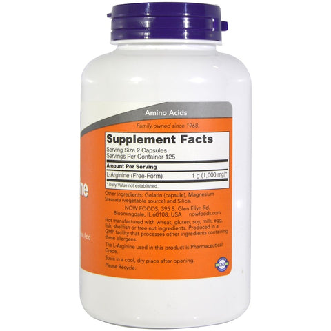 Now Foods - ARGININE 500mg 250 CAPS - 250 Capsules
