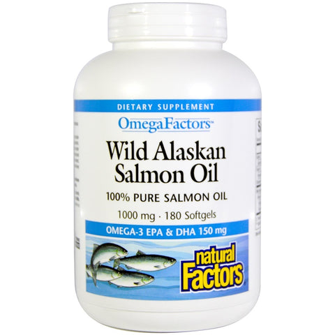 Natural Factors - Omega Factors, Wild Alaskan Salmon Oil, 1,000 Mg,  - 90 Softgels