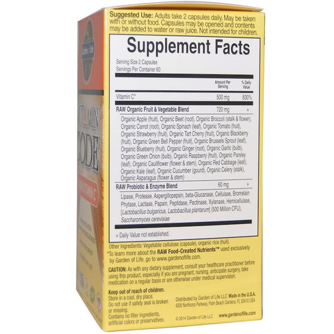 Garden Of Life - Vitamin Code, Raw Vitamin C, 120 Vegan Capsules