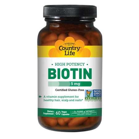 Country Life - HIGH POTENCY BIOTIN 5MG 60 CT - 60 Vegicaps