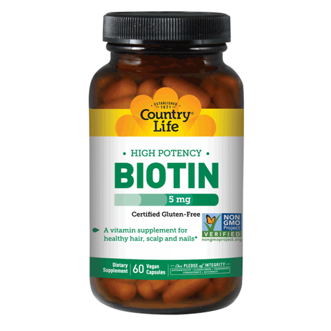 Country Life - HIGH POTENCY BIOTIN 5MG 60 CT - 60 Vegicaps