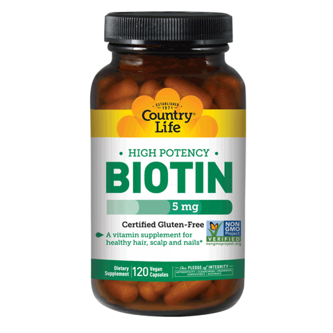Country Life - HIGH POTENCY BIOTIN 5MG 120 CT - 120 Vegicaps