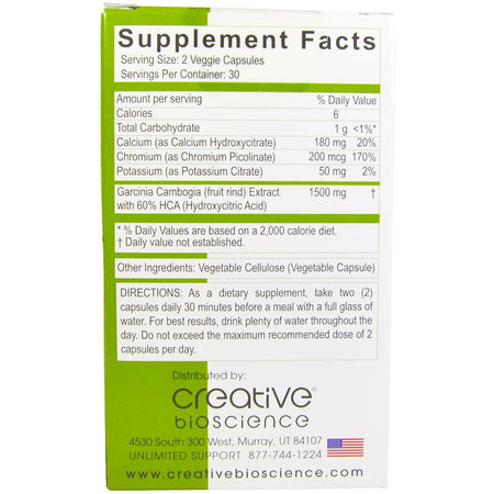 Creative Bioscience - Garcinia Cambogia 1234 Diet Supplement - 180 Count