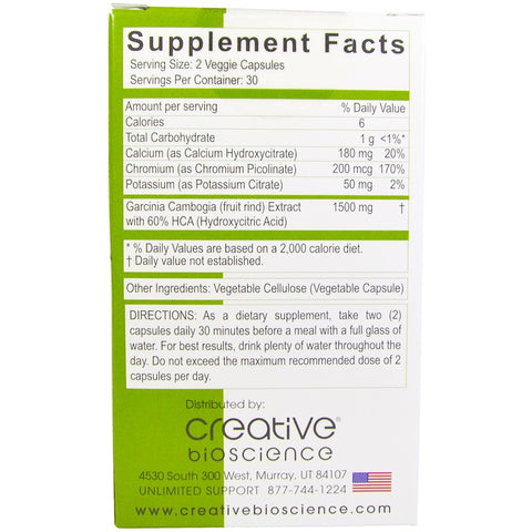 Creative Bioscience - Garcinia Cambogia 1234 Diet Supplement - 180 Count