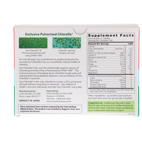 Sun Chlorella - Chlorella Tabs 500 Mg - 600 Tablet