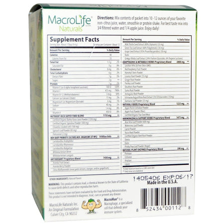Macrolife Naturals - MACRO GREENS To Go Packets - 9.4g/12 Packets