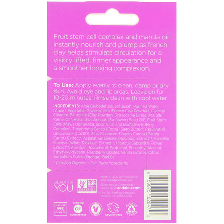 Andalou Naturals - Instant Lift & Firm, Marula Oil & Purple Clay Face Mask, .28 oz (8 g)