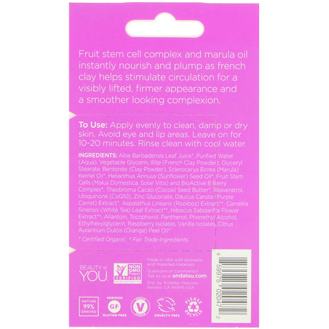 Andalou Naturals - Instant Lift & Firm, Marula Oil & Purple Clay Face Mask, .28 oz (8 g)