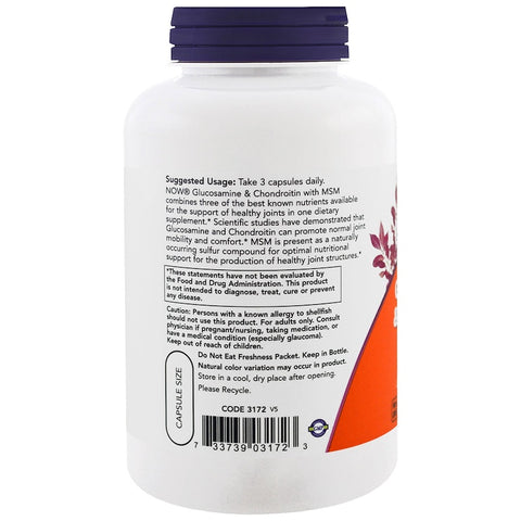 Now Foods - Glucosamine & Chondroitin with MSM, 180 Capsules