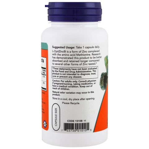 Now Foods - L-OPTIZINC(R) 30mg + COPPER100 VCAPS - 100 Capsules