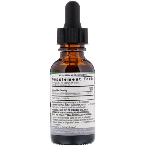 Nature's  Answers - Milk Thistle, Alcohol-Free, 2,000 mg, 1 fl oz (30 ml)