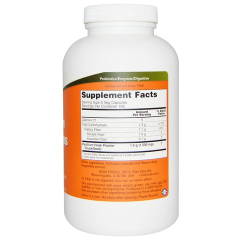 Now Foods - Psyllium Husk Caps, 500 mg, 500 Veggie Caps