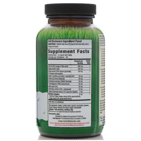 Irwin Naturals - Ginkgo Smart Maximum Focus & Memory-VALUE SIZE - 120 softgels
