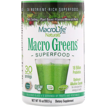 Macrolife Naturals - Macro Greens, Nutrient - Rich Superfoods, 10 oz (283.5 g)