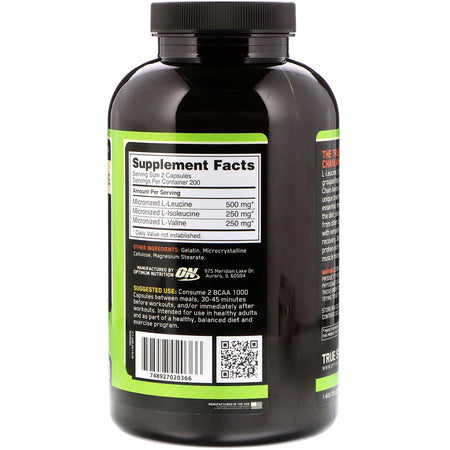 Optimum Nutrition - BCAA 1000 Caps, Mega-Size, 1 g, 400 Capsules