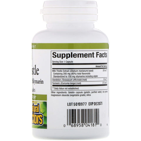 Natural Factors - Milk Thistle, 250 Mg,  - 90 Capsules