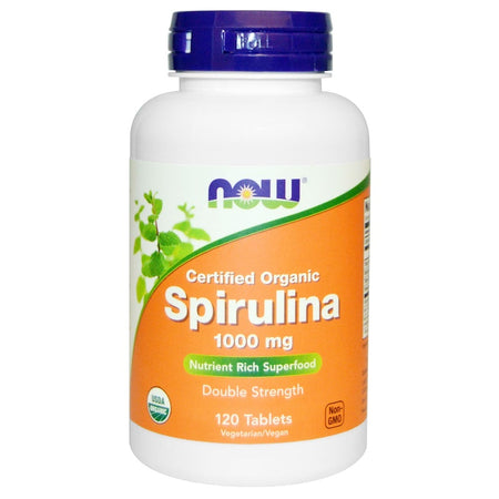 Now Foods -Certified Organic, Spirulina, 1000 mg, 120 Tablets