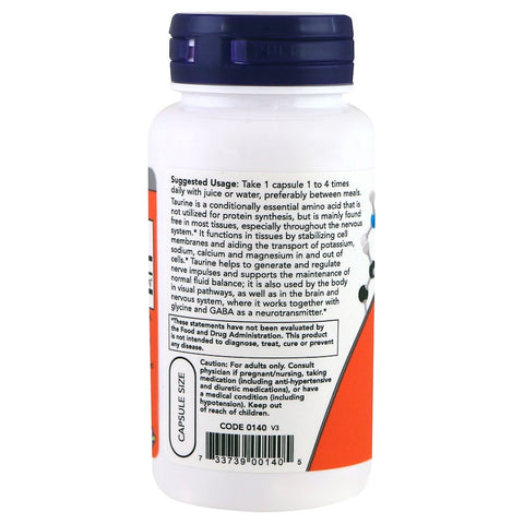 Now Foods - Taurine, 500 mg, 100 Capsules