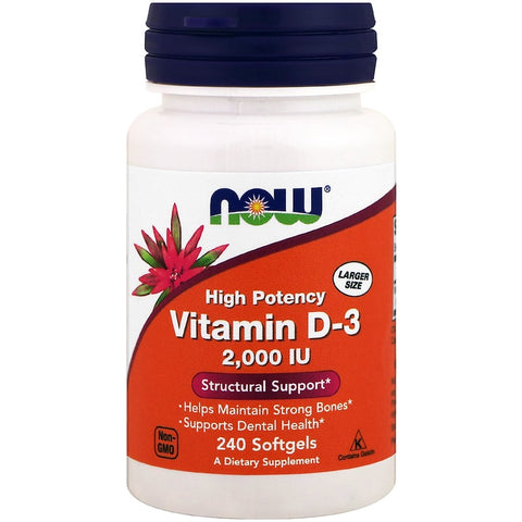 Now Foods - Vitamin D-3 High Potency, 2,000 IU, 240 Softgels