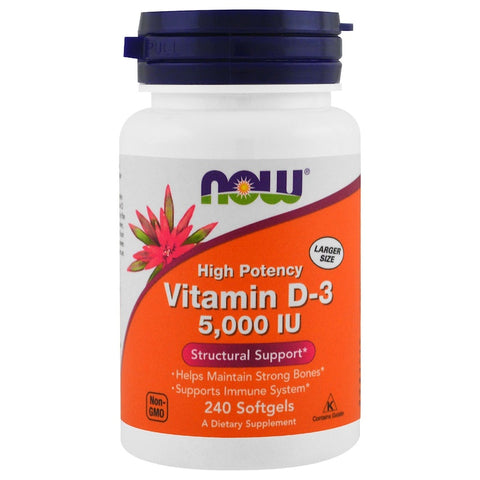 Now Foods - Vitamin D-3, High Potency, 5,000 IU, 240 Softgels
