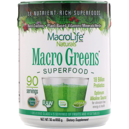 Macrolife Naturals - Macro Greens, Superfood, 30 oz (850 g)