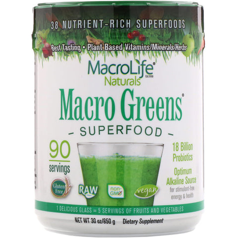 Macrolife Naturals - Macro Greens, Superfood, 30 oz (850 g)