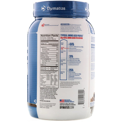 Dymatize - ELITE CASEIN, Rich Chocolate - 2 Lb (907 G)