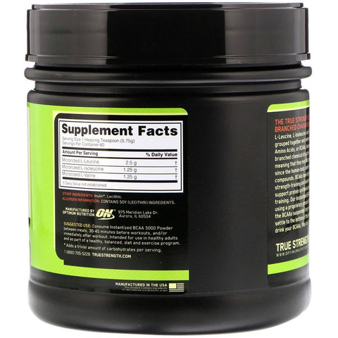 Optimum Nutrition - Instantized BCAA 5000 Powder, Unflavored, 12.16 oz (345 g)