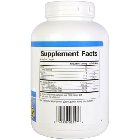 Natural Factors - Omega Factors, Wild Alaskan Salmon Oil, 1,000 Mg,  - 180 Softgels