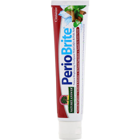 Nature's  Answers - PerioBrite, Natural Brightening Toothpaste with CoQ10 & Folic Acid, Cinnamint, 4 oz (113.4 g)