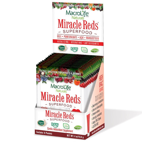 Macrolife Naturals - Miracle Reds, Cardio Antioxidant Supplement, 12 Packets, 4 oz (112.8 g)