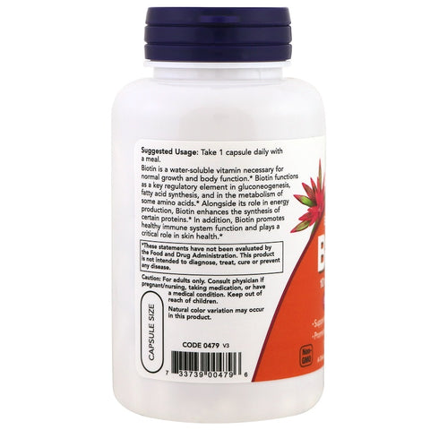 Now Foods - BIOTIN 10MG (10,000mcg)  120 Veg Capsules