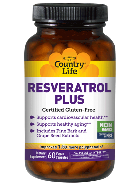 Country Life - RESVERATROL PLUS 60 VEGICAPS - 60 Vegicaps