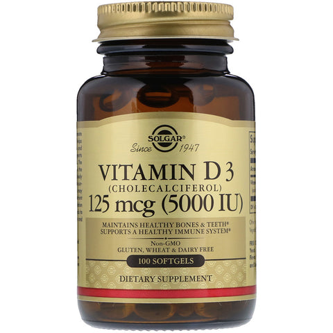 Solgar - Vitamin D3 (Cholecalciferol) 5000 IU Softgels - 100 Softgels