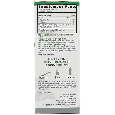 Nature's  Answers - Sambucus (Black Elder Berry) 12,000 mg, 4 fl oz (120 ml)