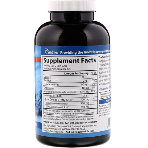 Carlson - The Very Finest Fish Oil, Lemon - 240 Softgels