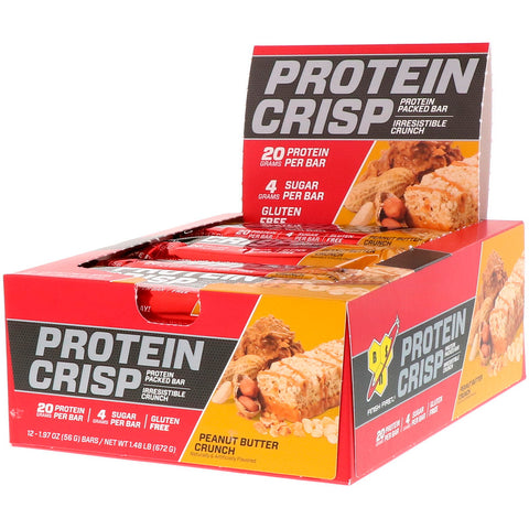 BSN - Protein Crisp, Peanut Butter Crunch Flavor, 12 Bars, 1.97 oz (56 g) Each