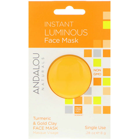 Andalou Naturals - Instant Luminous, Turmeric & Gold Clay Face Mask, .28 oz (8 g)