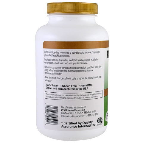 IP-6 International - Red Yeast Rice, Gold, 600 mg, 120 Vegetarian Capsules