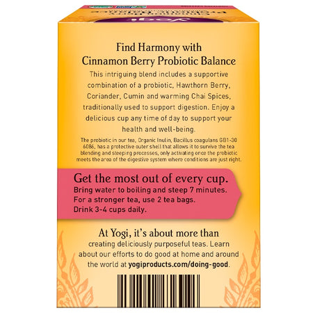 Yogi Tea - Cinnamon Berry Probiotic Balance, 16 Tea Bags, 1.02 oz (29 g)