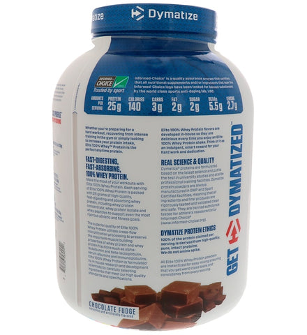 Dymatize - ELITE 100% WHEY, Chocolate Fudge - 5 Lb (2.3 Kg)