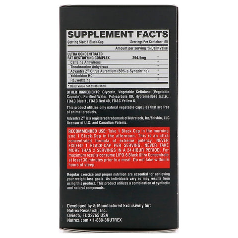 Nutrex Research - Lipo-6 Black Ultra Concentrate, 60 Black-Caps