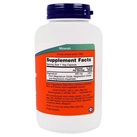 Now Foods - MAGNESIUM 400 mg - 180 Veg Capsules